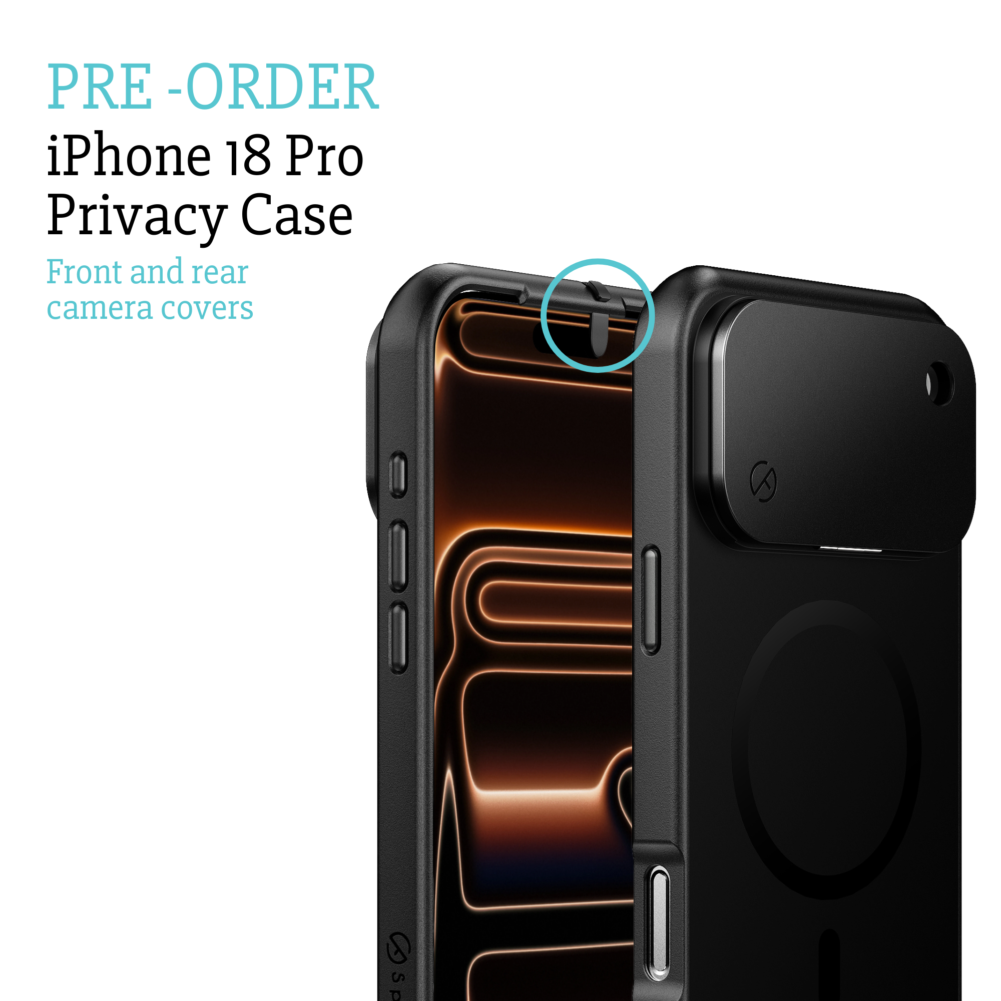 Coque de confidentialité pour iPhone 17, 17 Air, 17 Pro ou 17 Pro Max